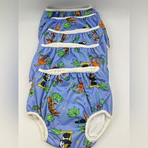 5-pk Bummis Diaper Cover Medium Zoo Animals Blue Bloomer Training Pant 30-40 lbs